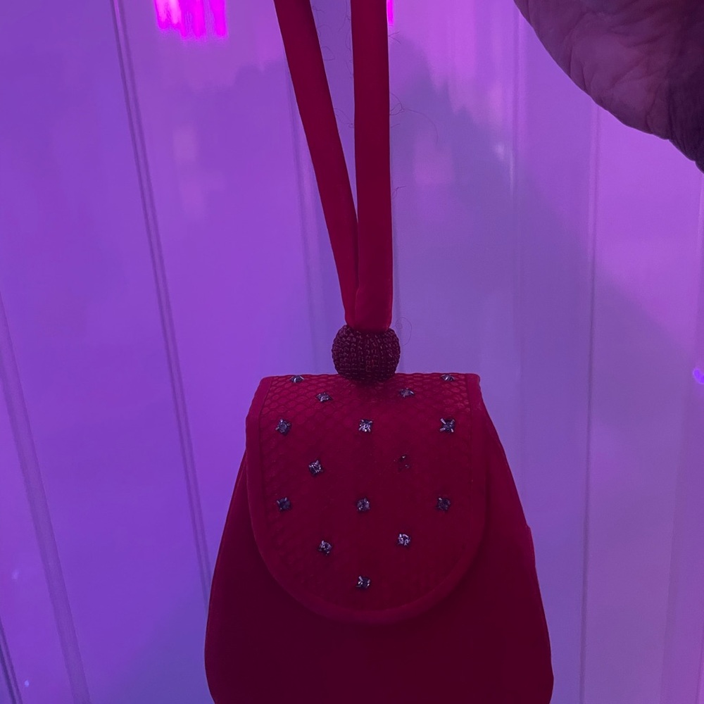 Chic Red Wristlet with Embellishments